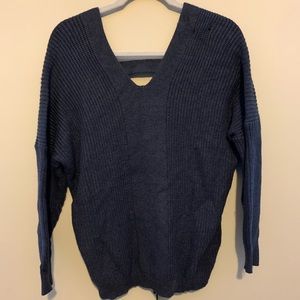 Grey sweater with back cut out